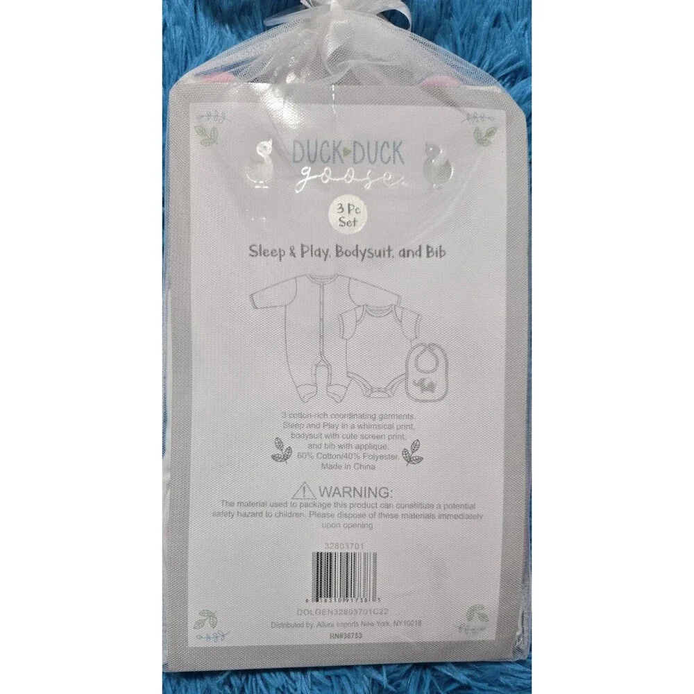 Duck Duck Goose 3pc Gift Set 3-6 Months- Sleep&Play, Bodysuit, & Bib
